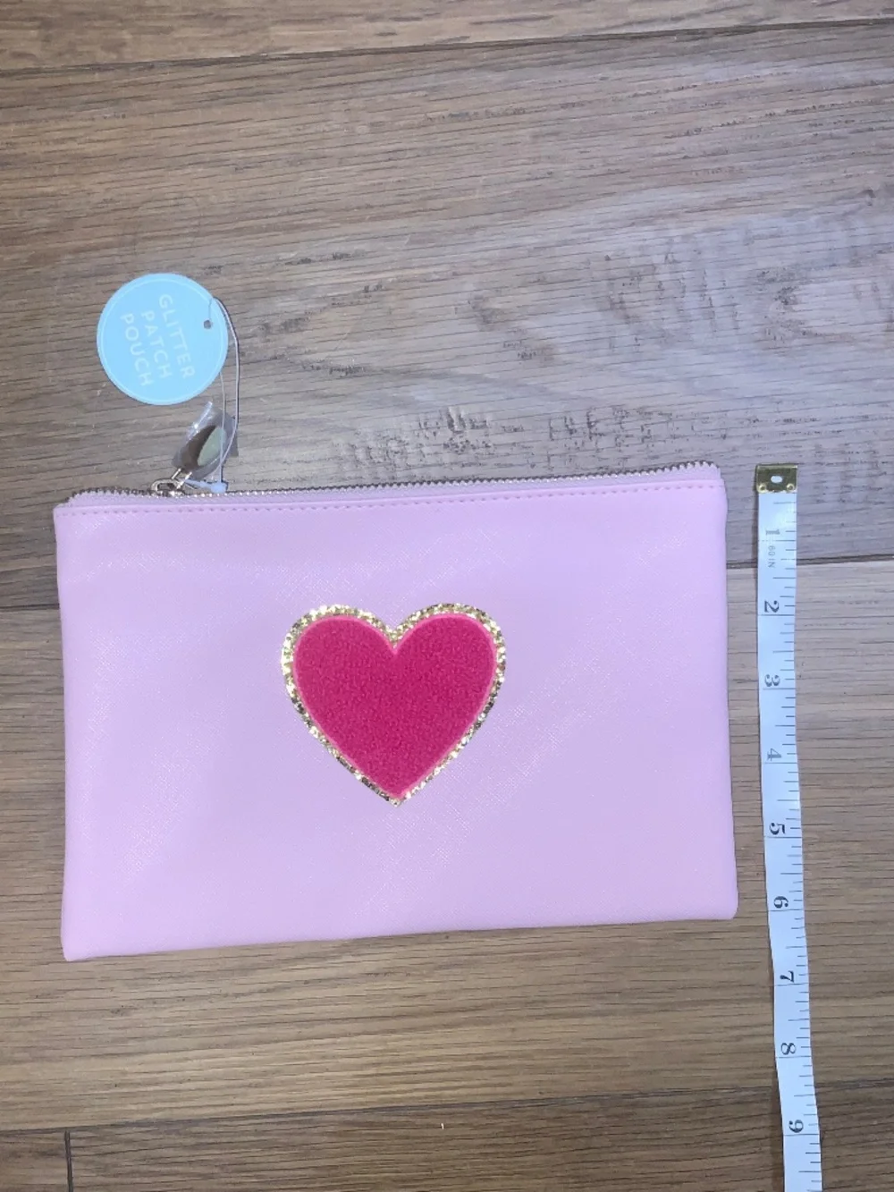 NWT Pink Pencil or Cosmetic Pouch with Heart Patch